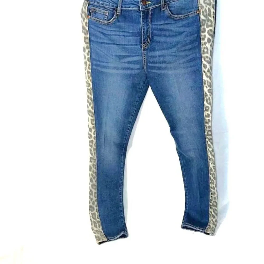 Judy Blue Skinny Fit Cheetah Print Stripes Stretch Denim Jeans Women’s Size 15/3